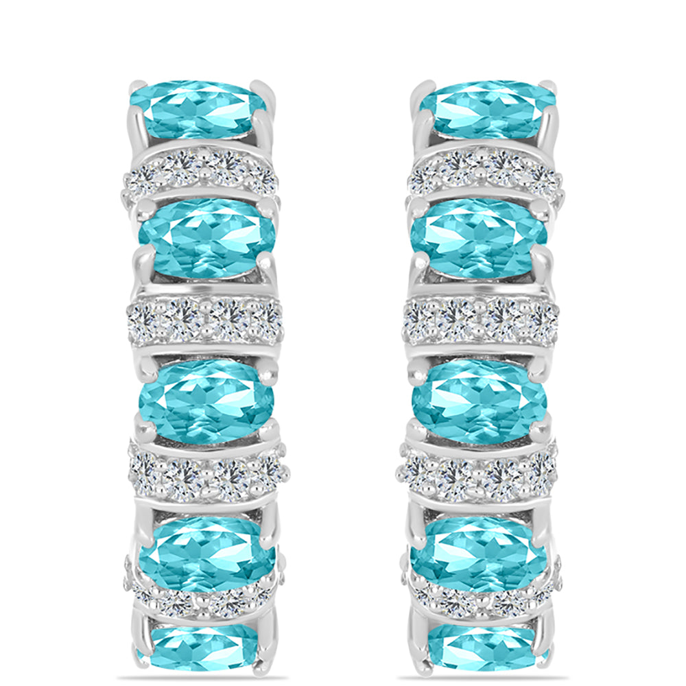 Silberohrringe mit Paraiba Quarz und weißem Topas