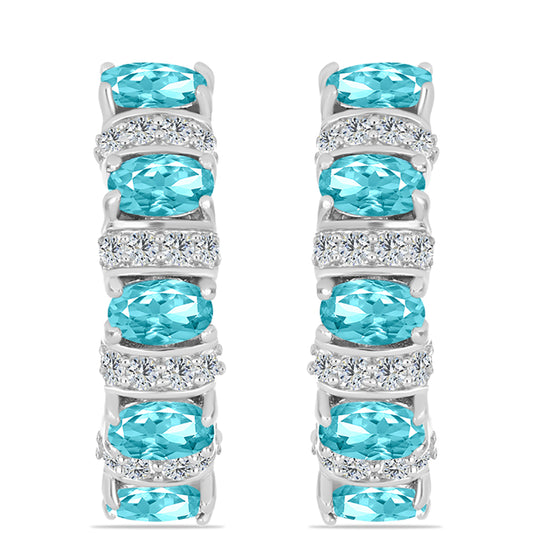 Silberohrringe mit Paraiba Quarz und weißem Topas