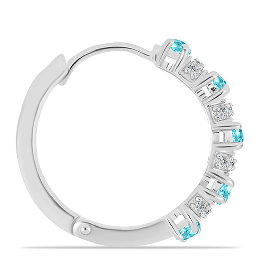 Silberohrringe mit Paraiba Quarz und weißem Topas