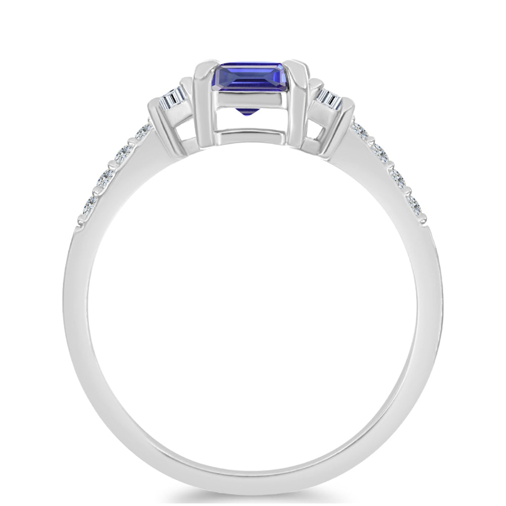 Silberring mit Tansanit - Klasse AAA und weißem Topas