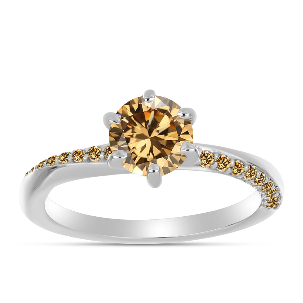 Silberring mit Champagnerfarbenem Moissanit 1 