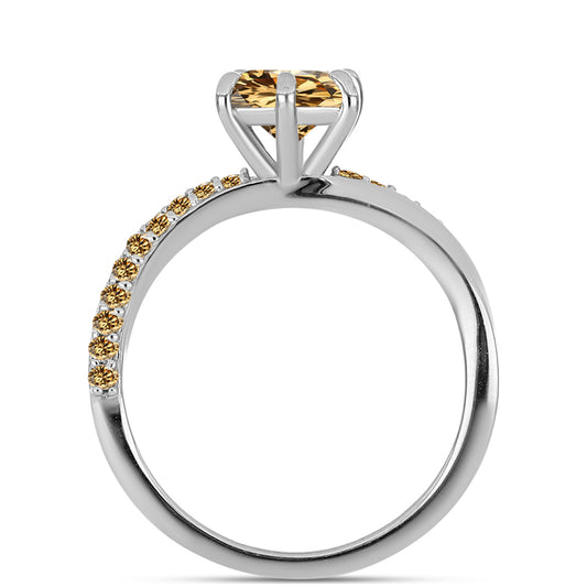 Silberring mit Champagnerfarbenem Moissanit