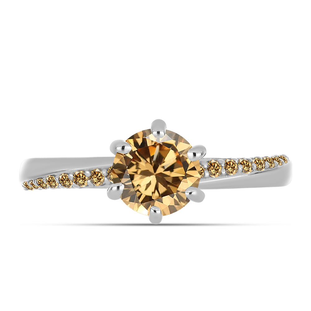 Silberring mit Champagnerfarbenem Moissanit