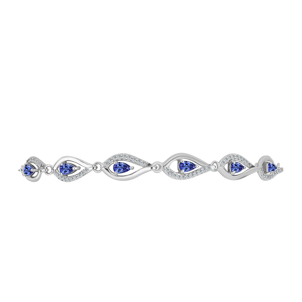 Silberarmband mit Tansanit - Klasse AAA und weißem Topas