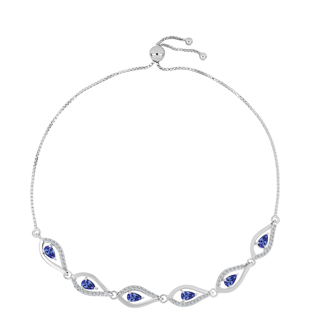 Silberarmband mit Tansanit - Klasse AAA und weißem Topas