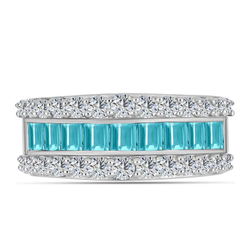 Silberring mit Paraiba Quarz und weißem Topas 2 