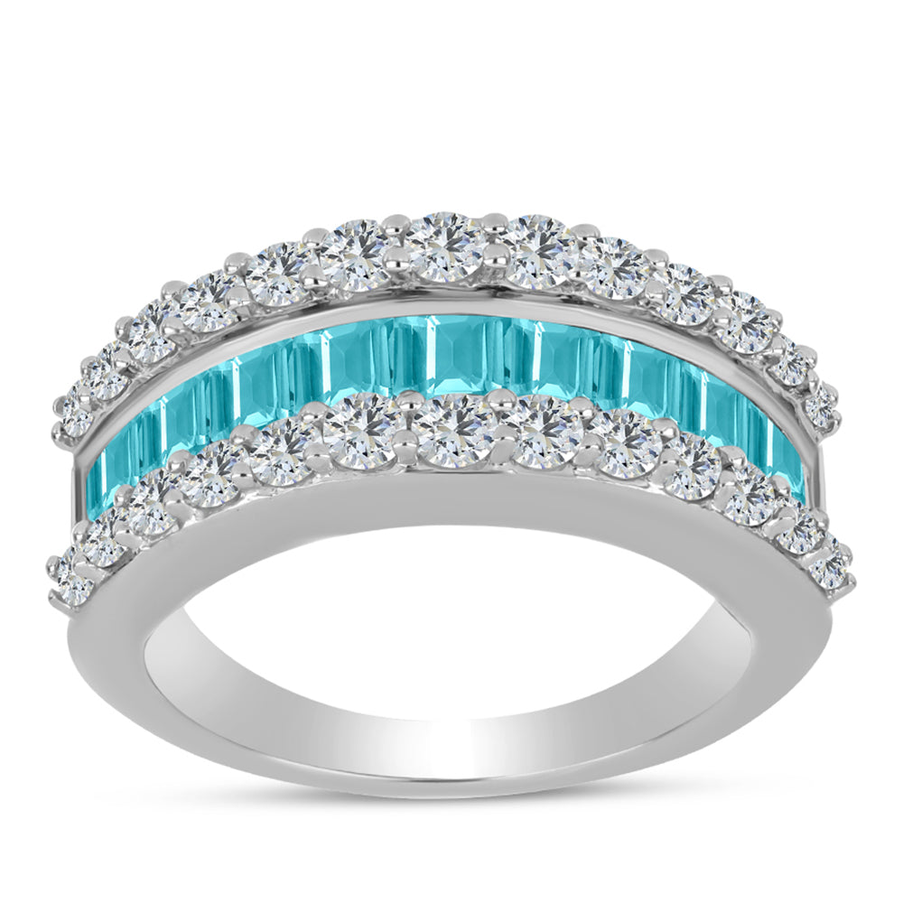 Silberring mit Paraiba Quarz und weißem Topas 1 