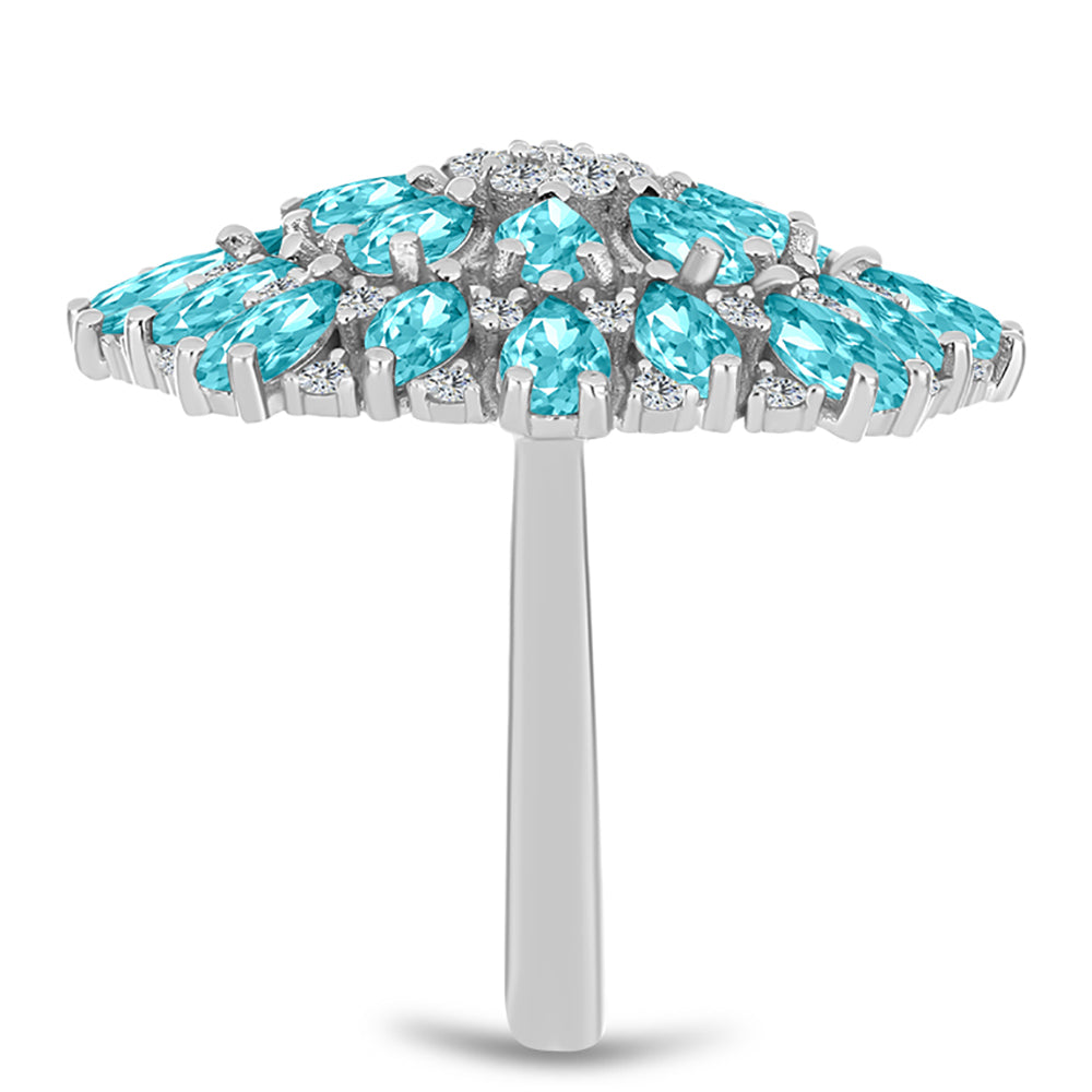 Silberring mit Paraiba Quarz und weißem Topas