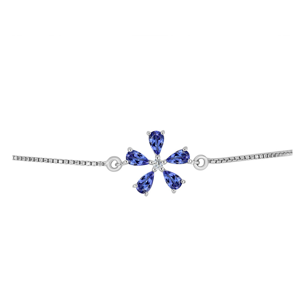 Silberarmband mit Tansanit - Klasse AAA und weißem Topas 2 