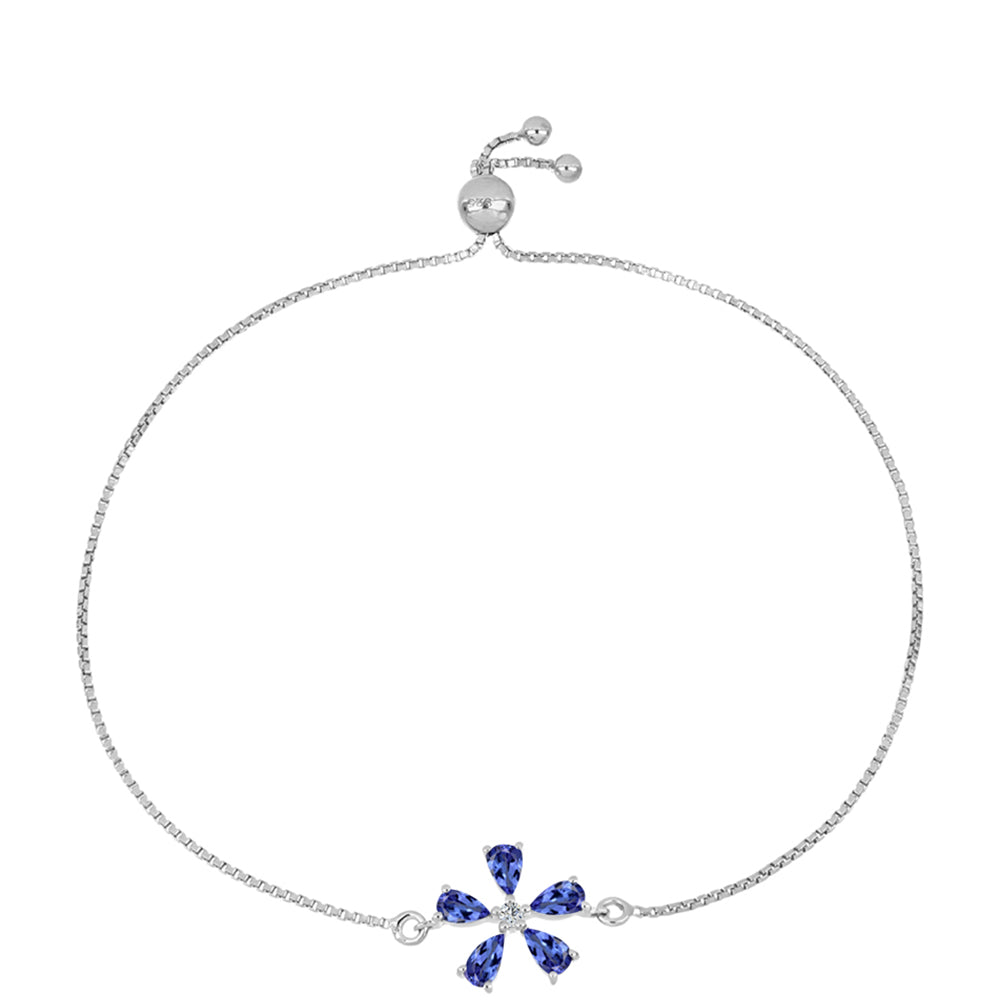 Silberarmband mit Tansanit - Klasse AAA und weißem Topas 1 