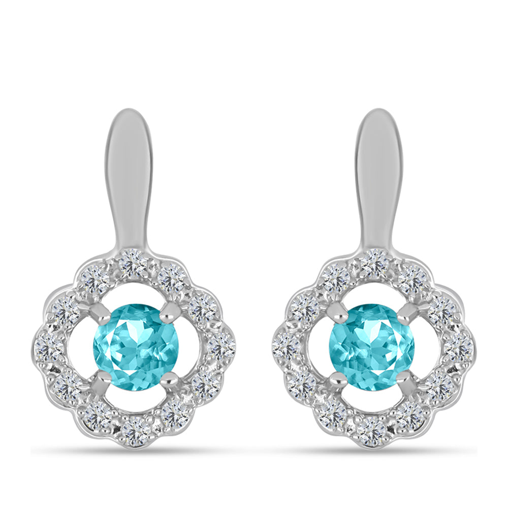 Silberohrringe mit Paraiba Quarz und weißem Topas