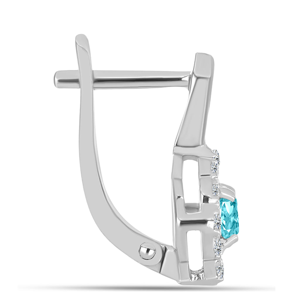 Silberohrringe mit Paraiba Quarz und weißem Topas 2 