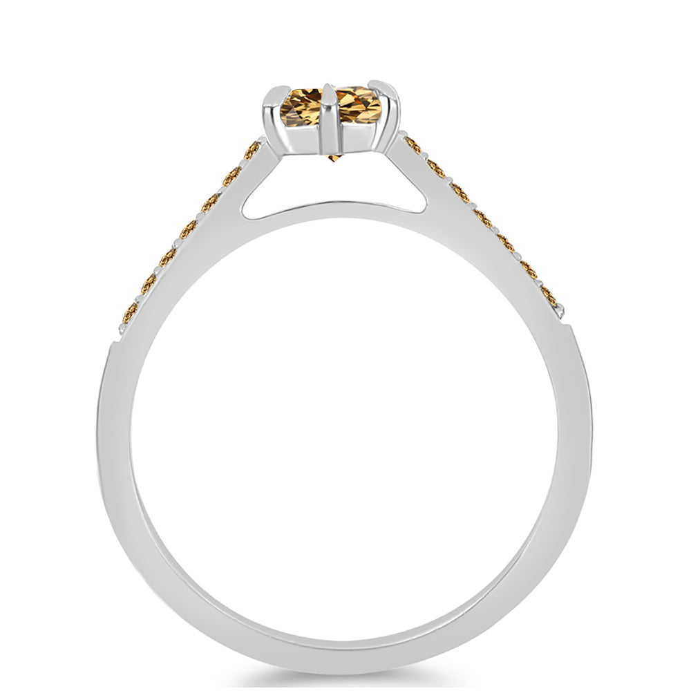 Silberring mit Champagnerfarbenem Moissanit
