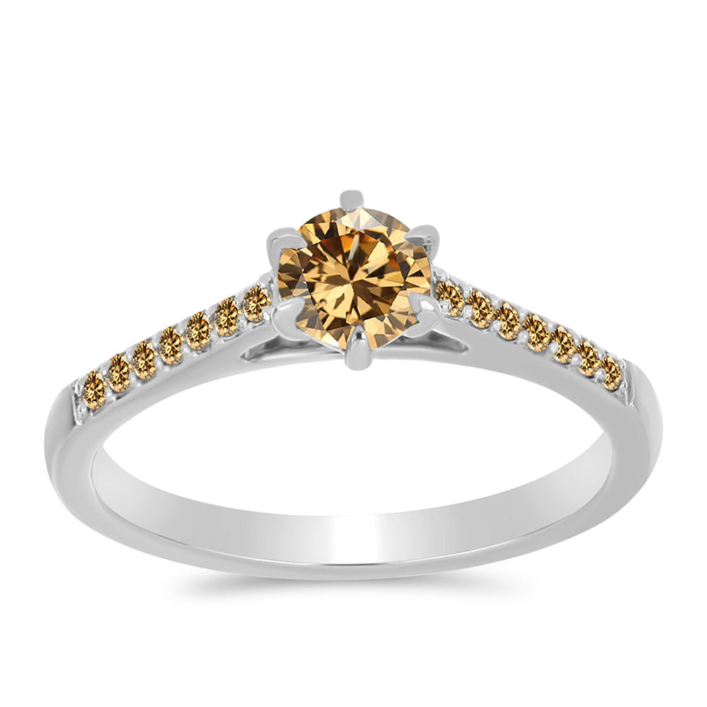 Silberring mit Champagnerfarbenem Moissanit
