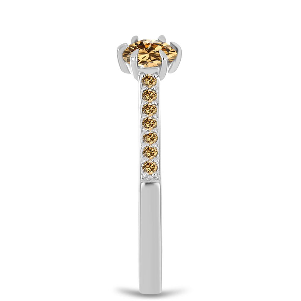 Silberring mit Champagnerfarbenem Moissanit 4 