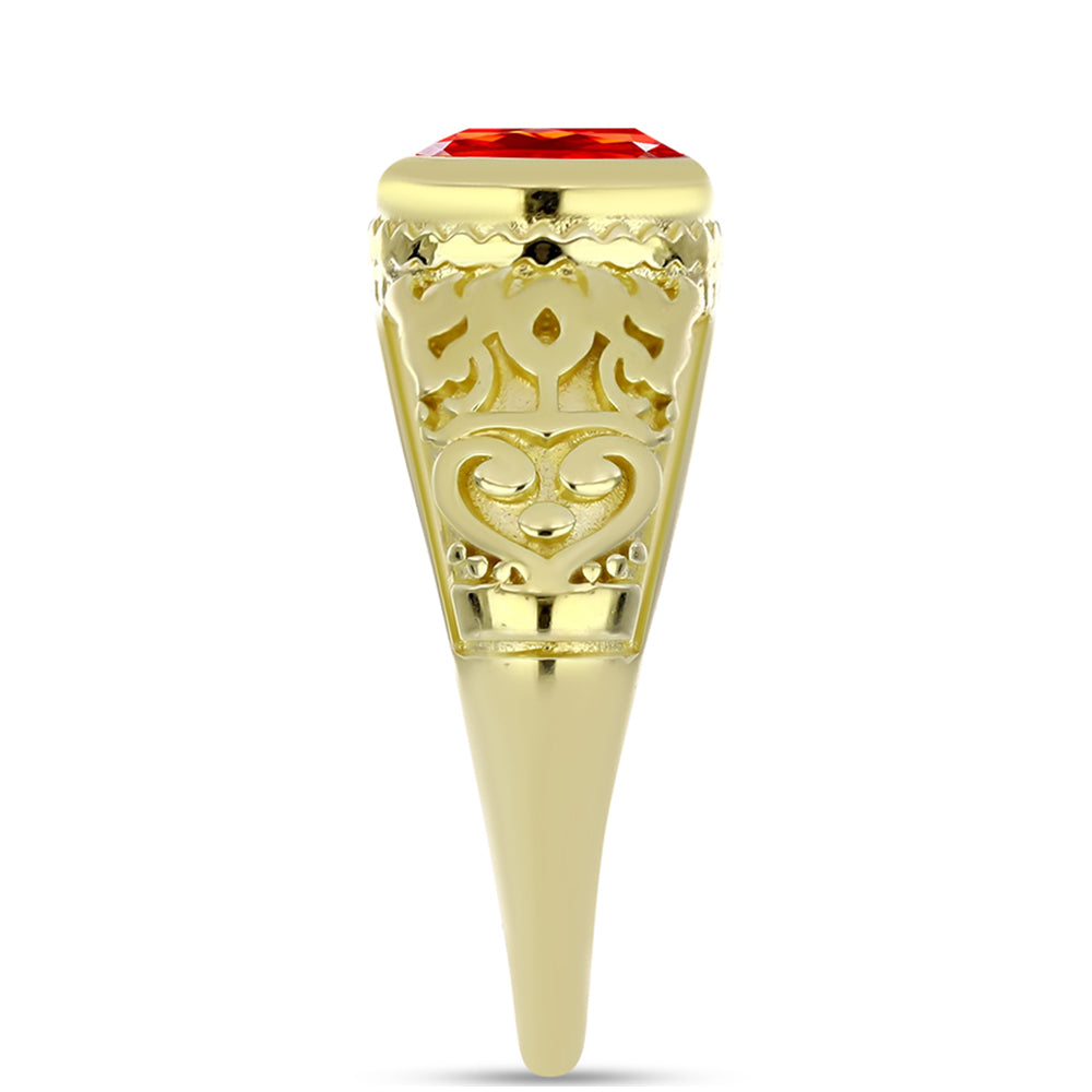 Goldplattierter Silberring mit äthiopischem rotem Opal aus Lega Dembi 4 