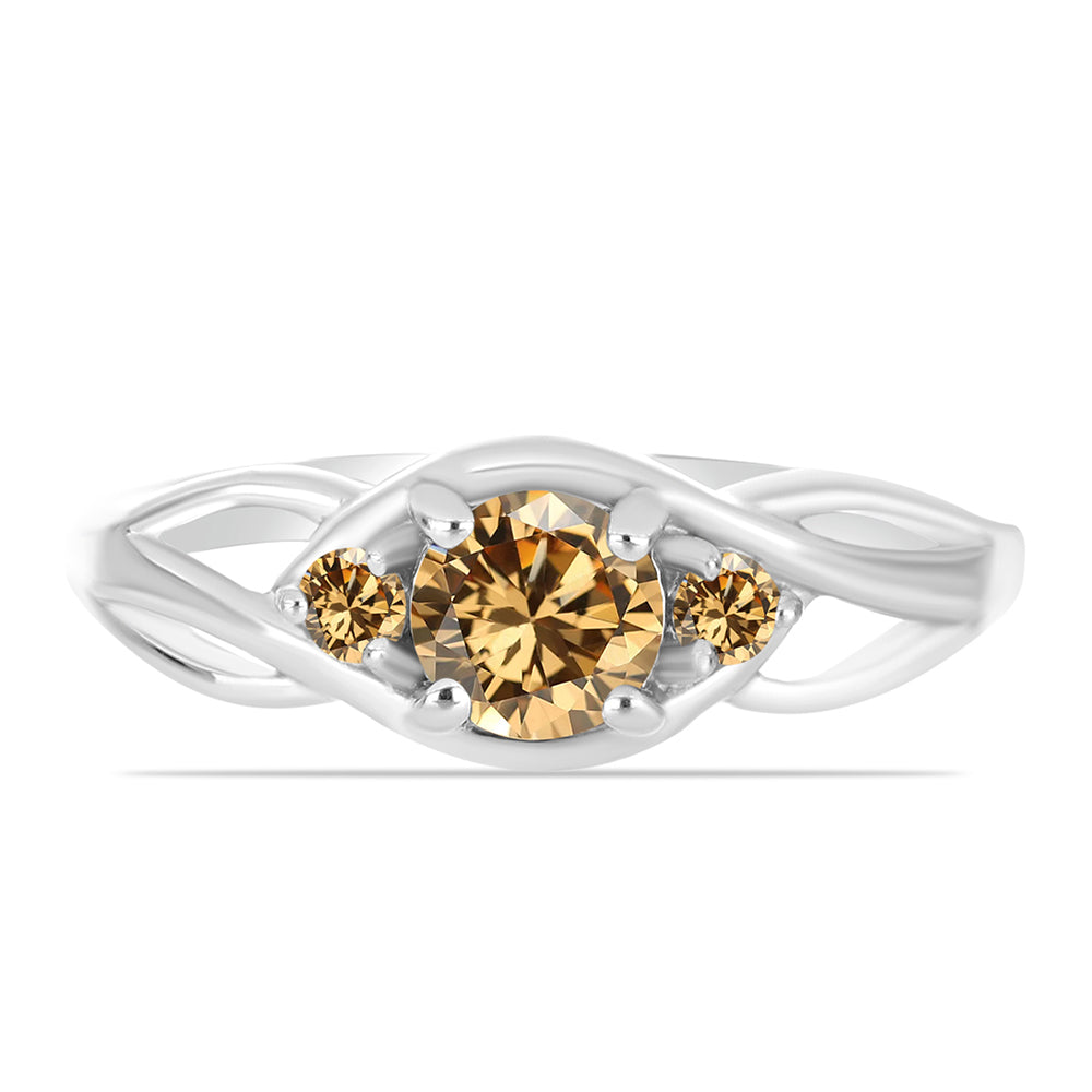Silberring mit Champagnerfarbenem Moissanit 1 