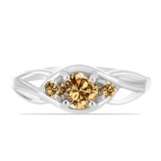 Silberring mit Champagnerfarbenem Moissanit