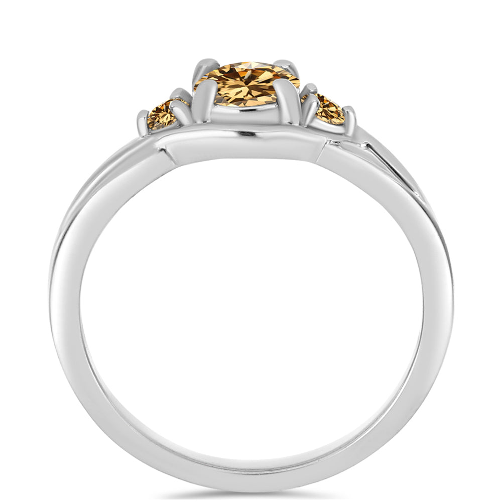 Silberring mit Champagnerfarbenem Moissanit