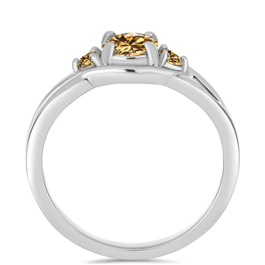 Silberring mit Champagnerfarbenem Moissanit