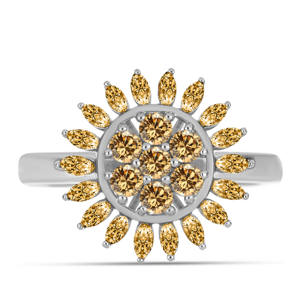 Silberring mit Champagnerfarbenem Moissanit 1 
