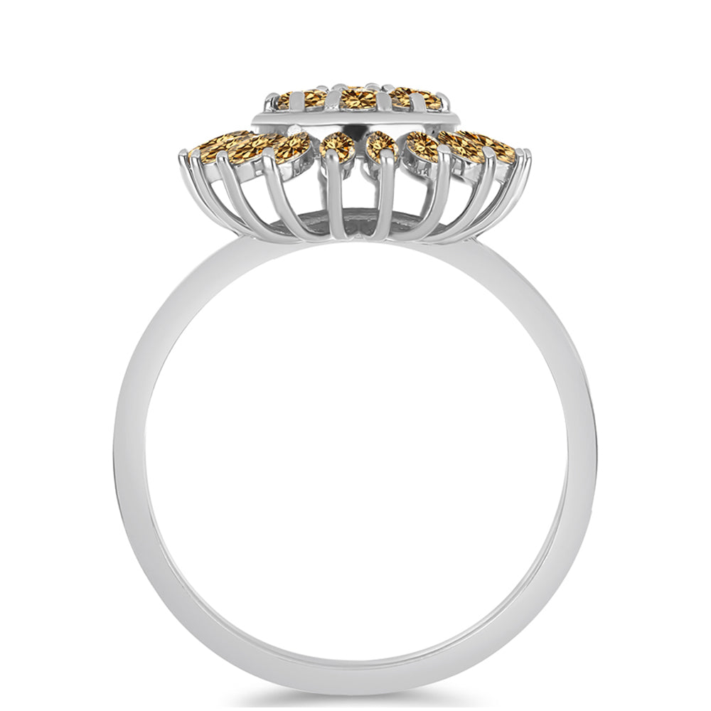 Silberring mit Champagnerfarbenem Moissanit 2 