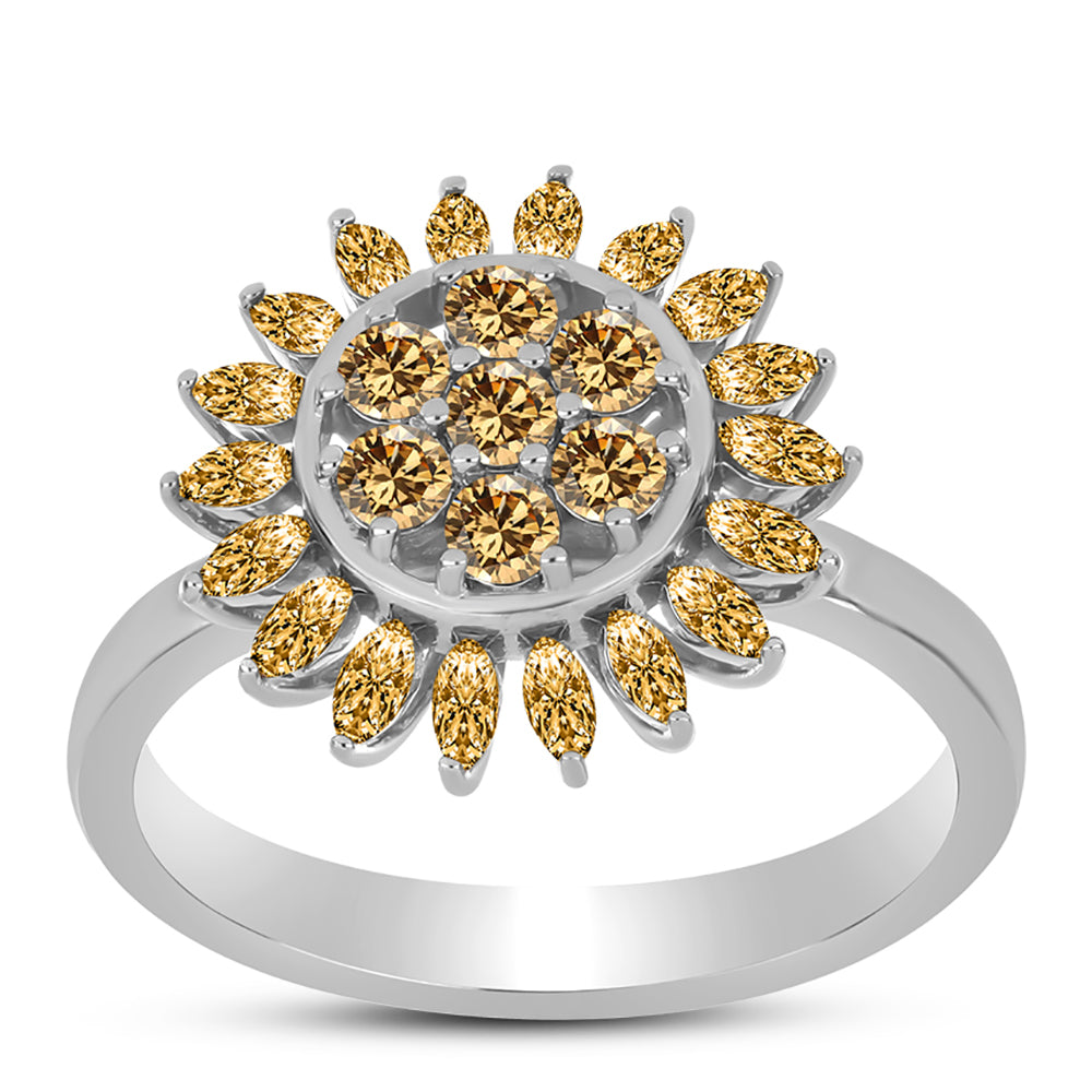 Silberring mit Champagnerfarbenem Moissanit 3 
