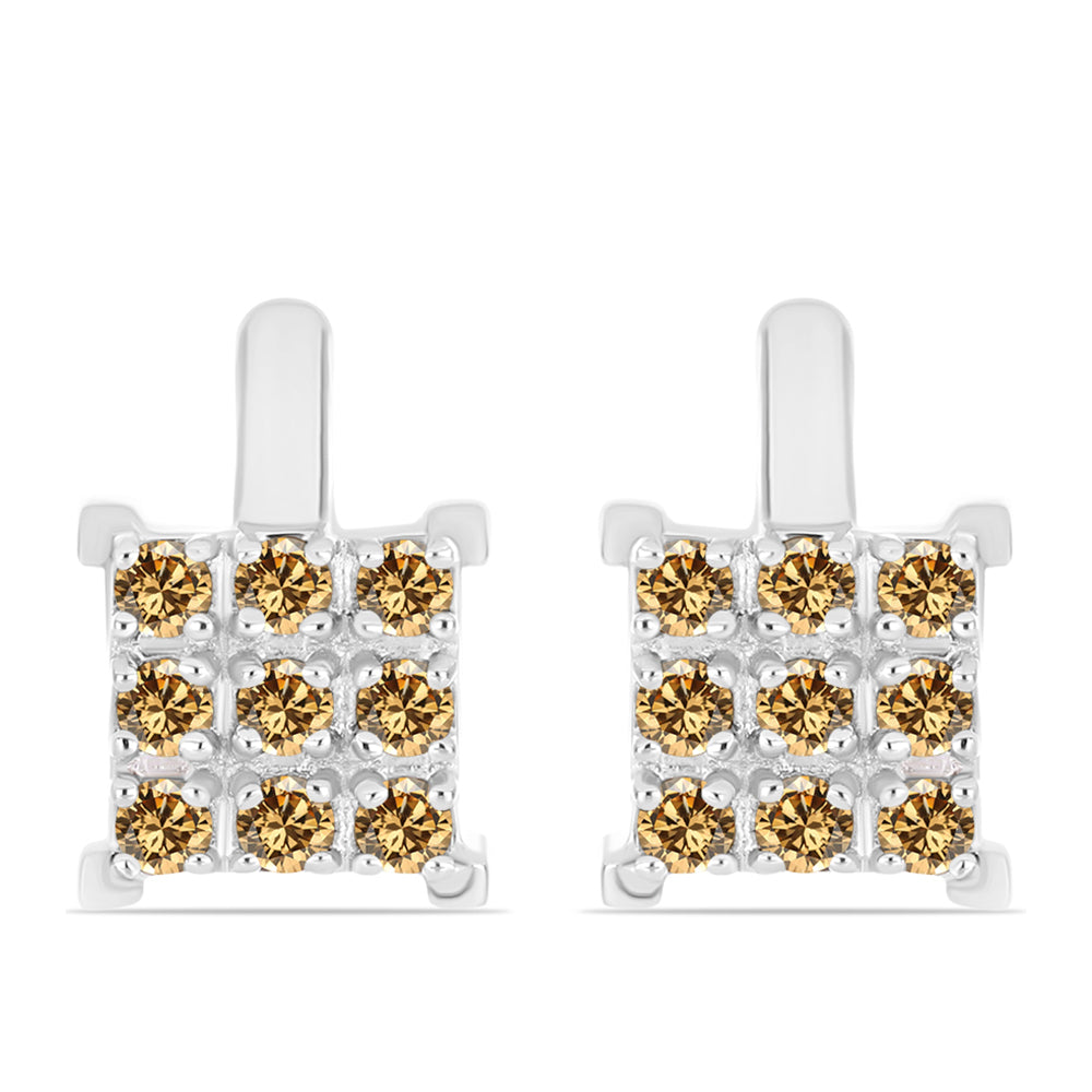 Silberohrringe mit Champagnerfarbenem Moissanit