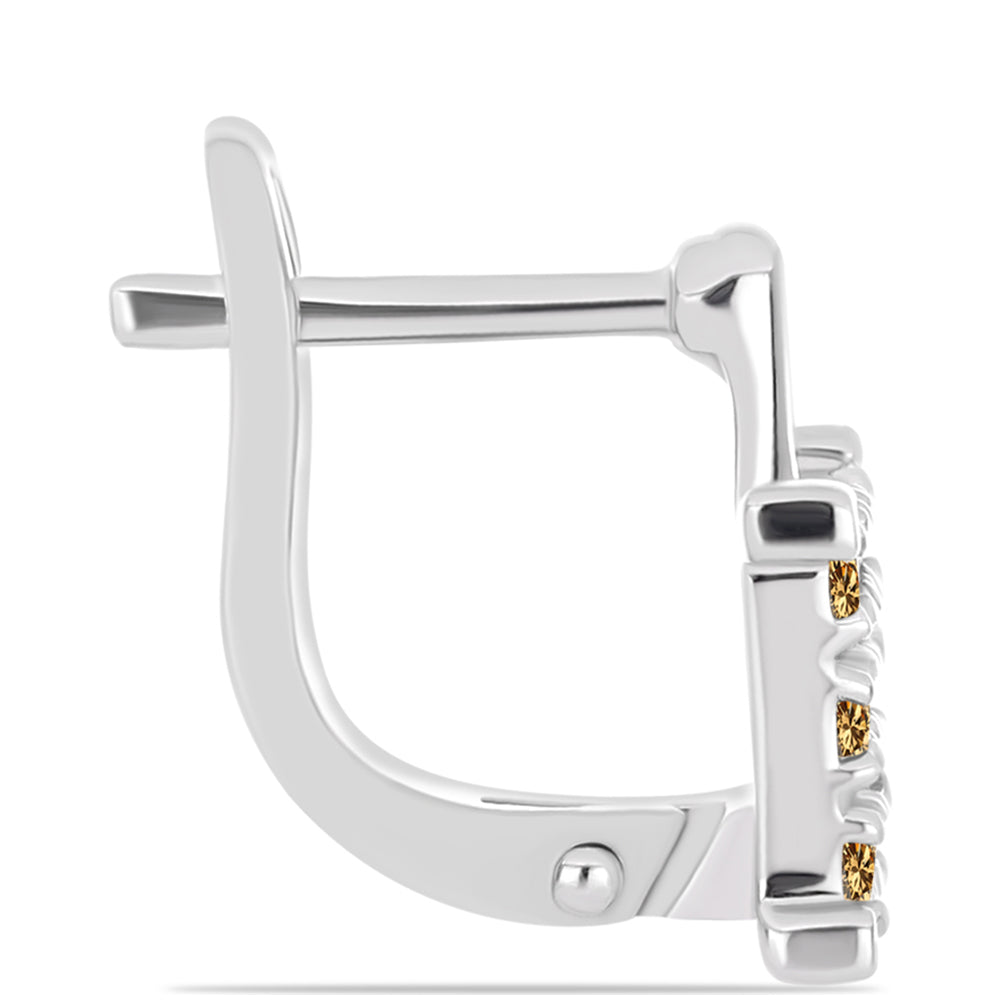 Silberohrringe mit Champagnerfarbenem Moissanit