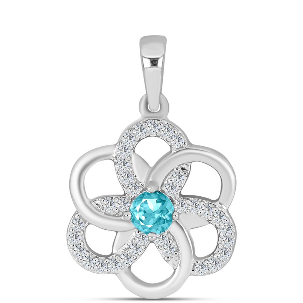 Silberanhänger mit Paraiba Quarz und weißem Topas
