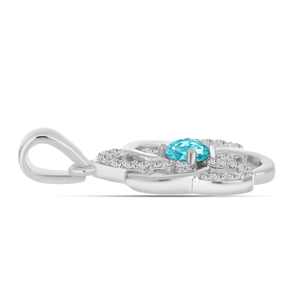 Silberanhänger mit Paraiba Quarz und weißem Topas 2 