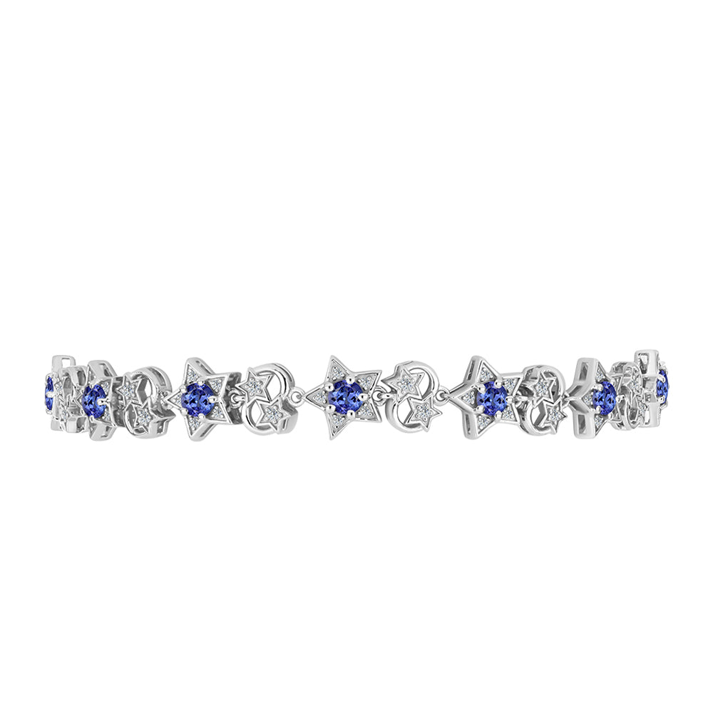 Silberarmband mit Tansanit - Klasse AAA und weißem Topas