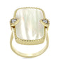 Goldplattierter Silberring mit Perlmutt und weißem Topas
