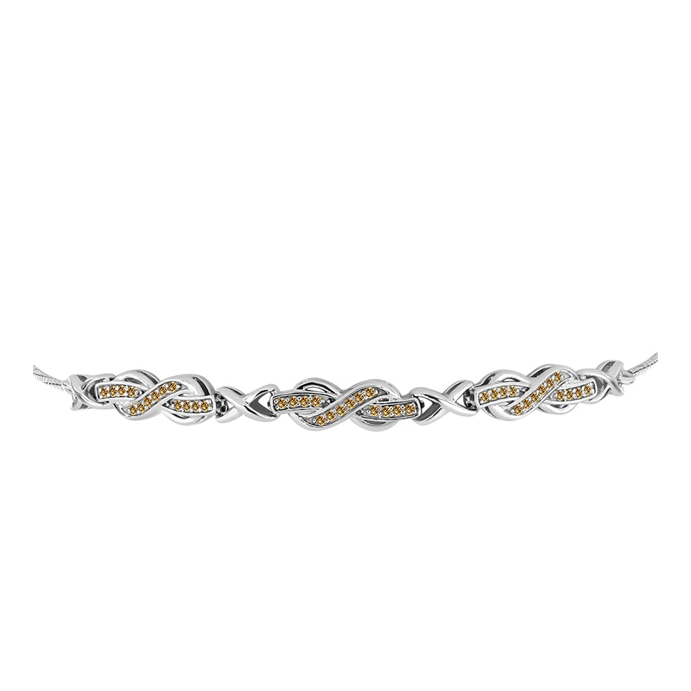 Silberarmband mit Champagnerfarbenem Moissanit 2 