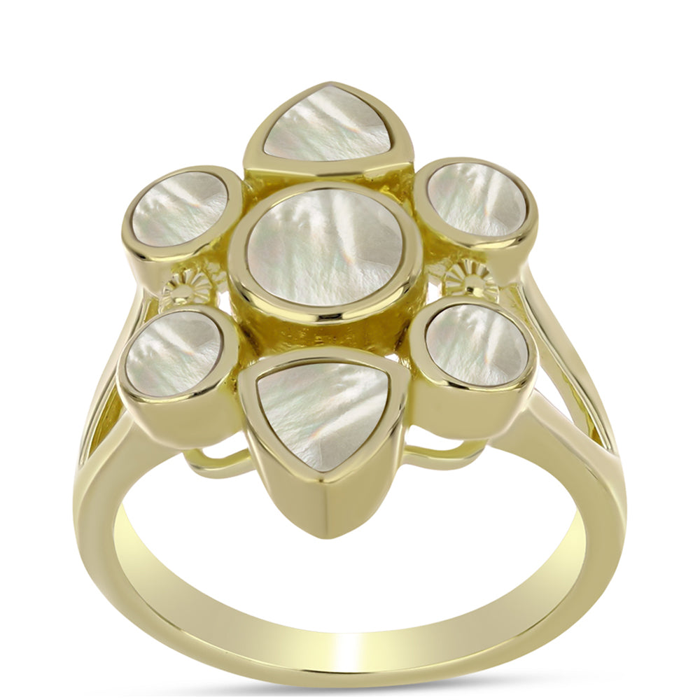 Goldplattierter Silberring mit Perlmutt 3 
