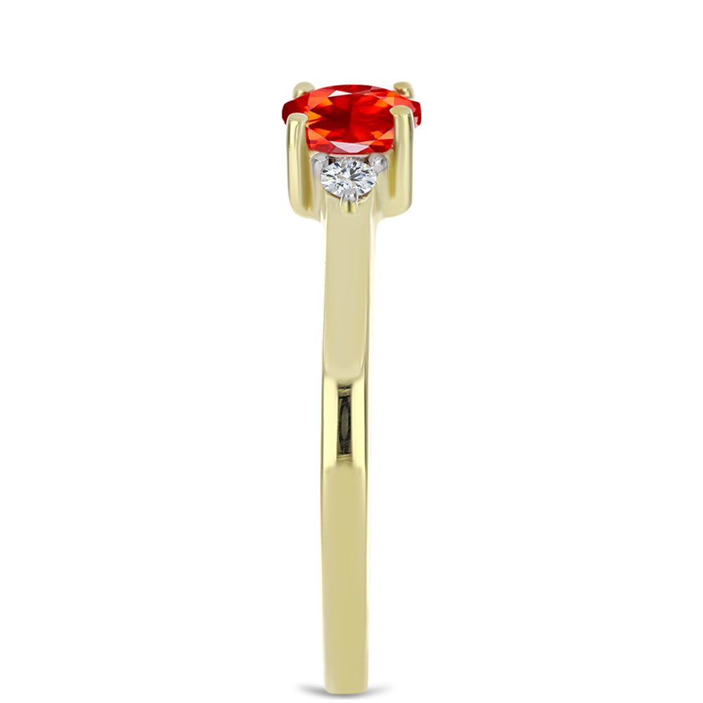 Goldplattierter Silberring mit äthiopischem rotem Opal aus Lega Dembi und weißem Topas 4 