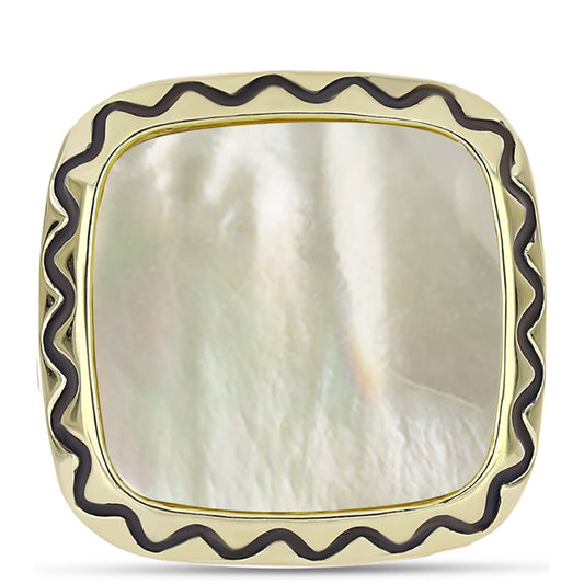 Goldplattierter Silberring mit Perlmutt
