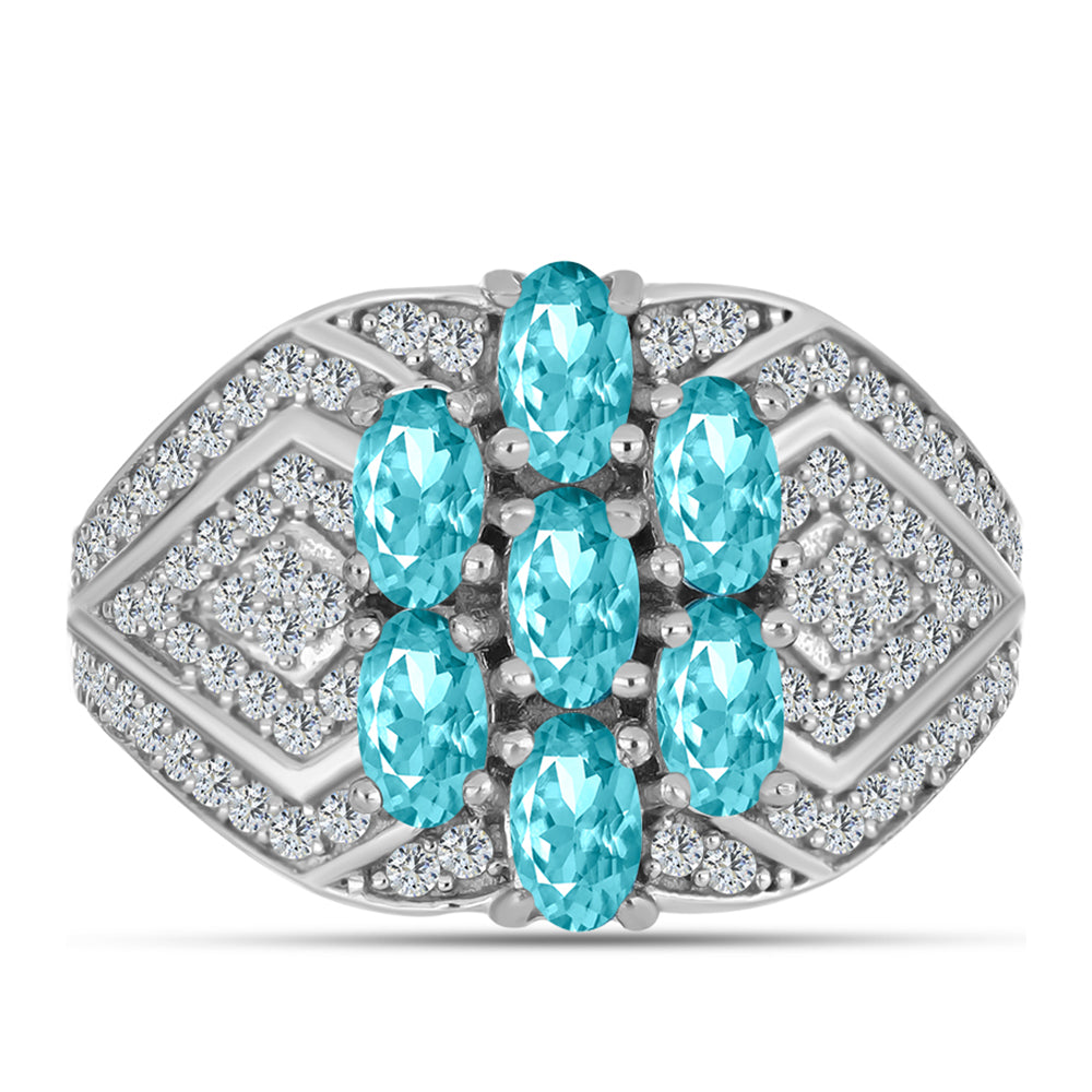 Silberring mit Paraiba Quarz und weißem Topas 1 
