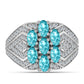 Silberring mit Paraiba Quarz und weißem Topas