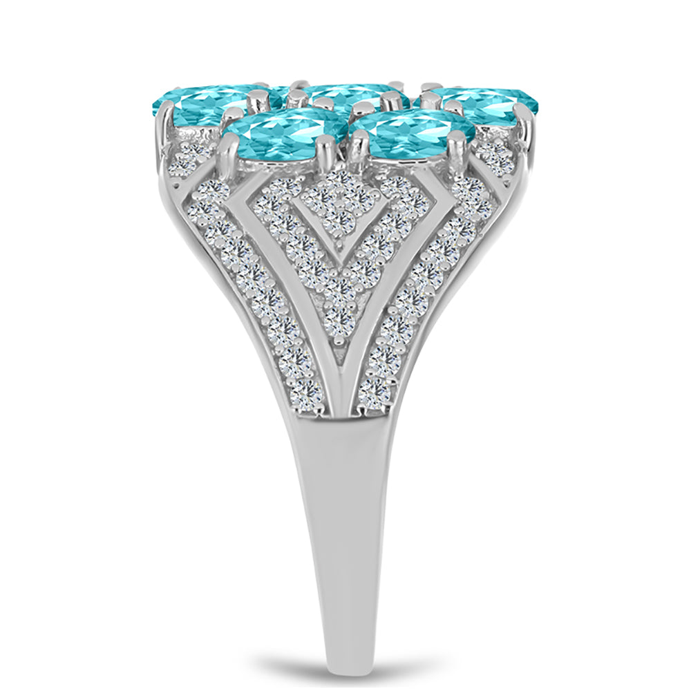 Silberring mit Paraiba Quarz und weißem Topas