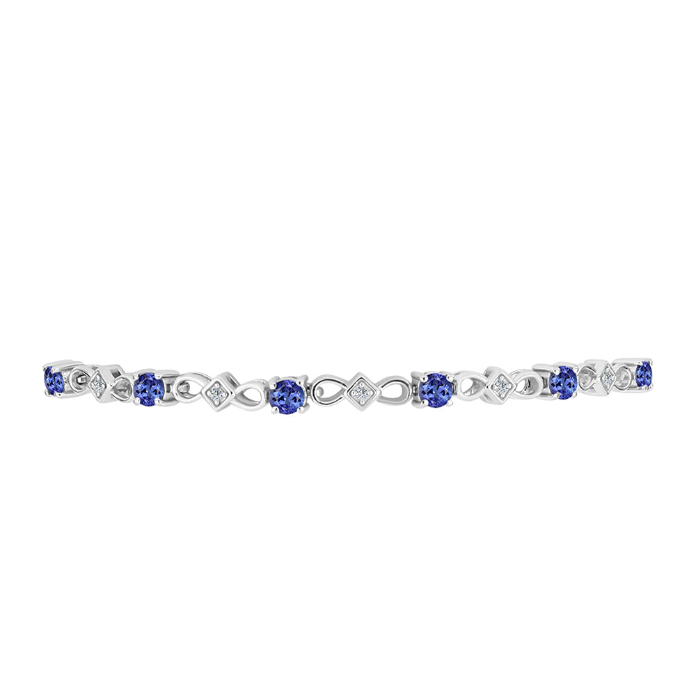 Silberarmband mit Tansanit - Klasse AAA und weißem Topas