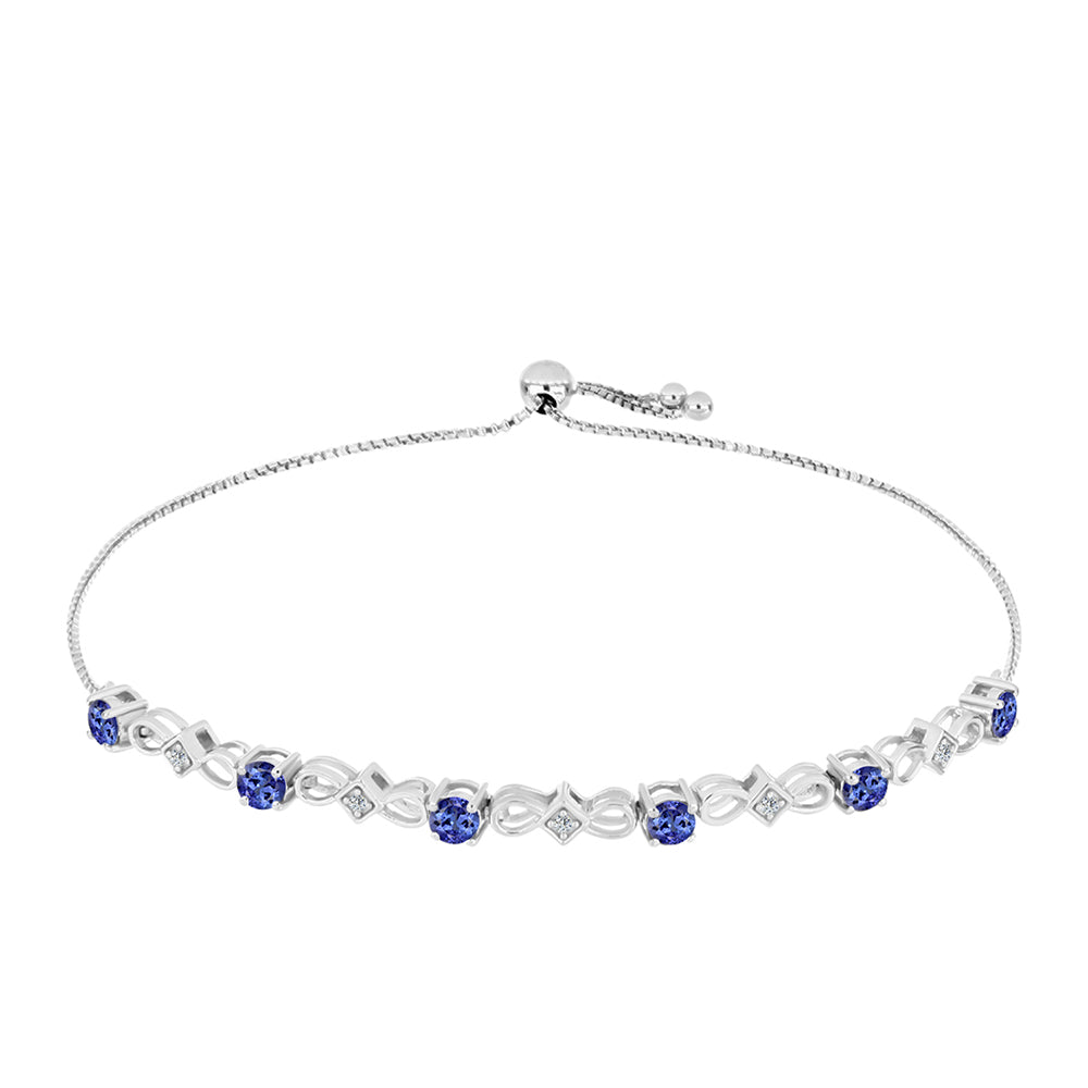 Silberarmband mit Tansanit - Klasse AAA und weißem Topas