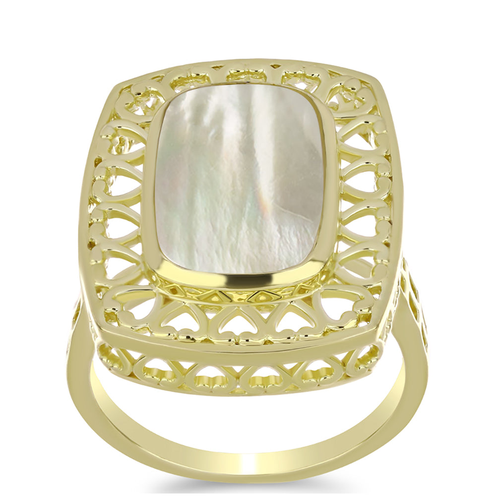 Goldplattierter Silberring mit Perlmutt