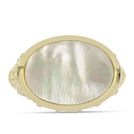 Goldplattierter Silberring mit Perlmutt