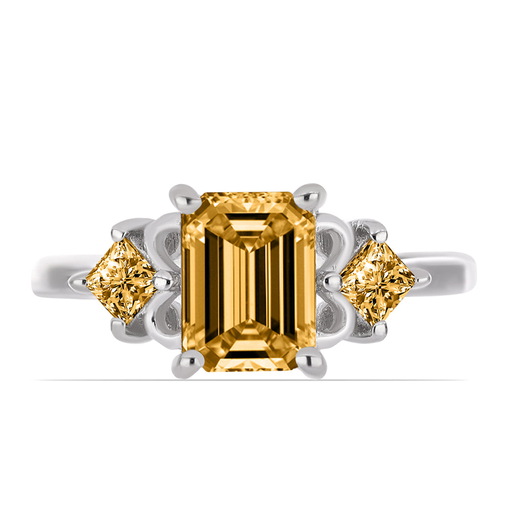 Silberring mit Champagnerfarbenem Moissanit 1 