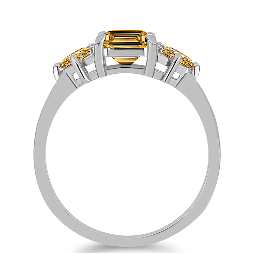 Silberring mit Champagnerfarbenem Moissanit 2 