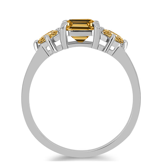 Silberring mit Champagnerfarbenem Moissanit