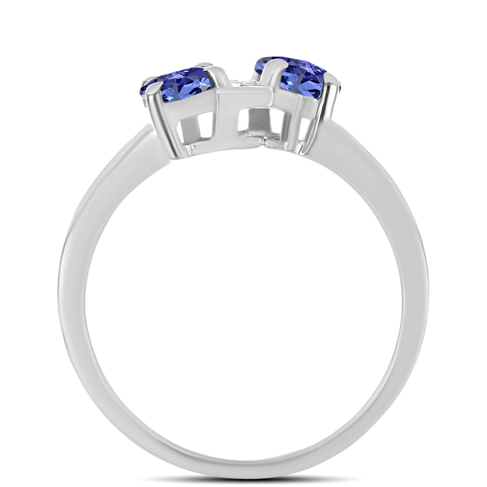 Silberring mit Tansanit - Klasse AAA und weißem Topas 2 