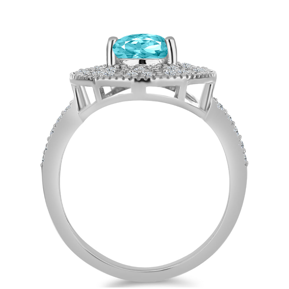Silberring mit Paraiba Quarz und weißem Topas