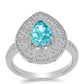 Silberring mit Paraiba Quarz und weißem Topas